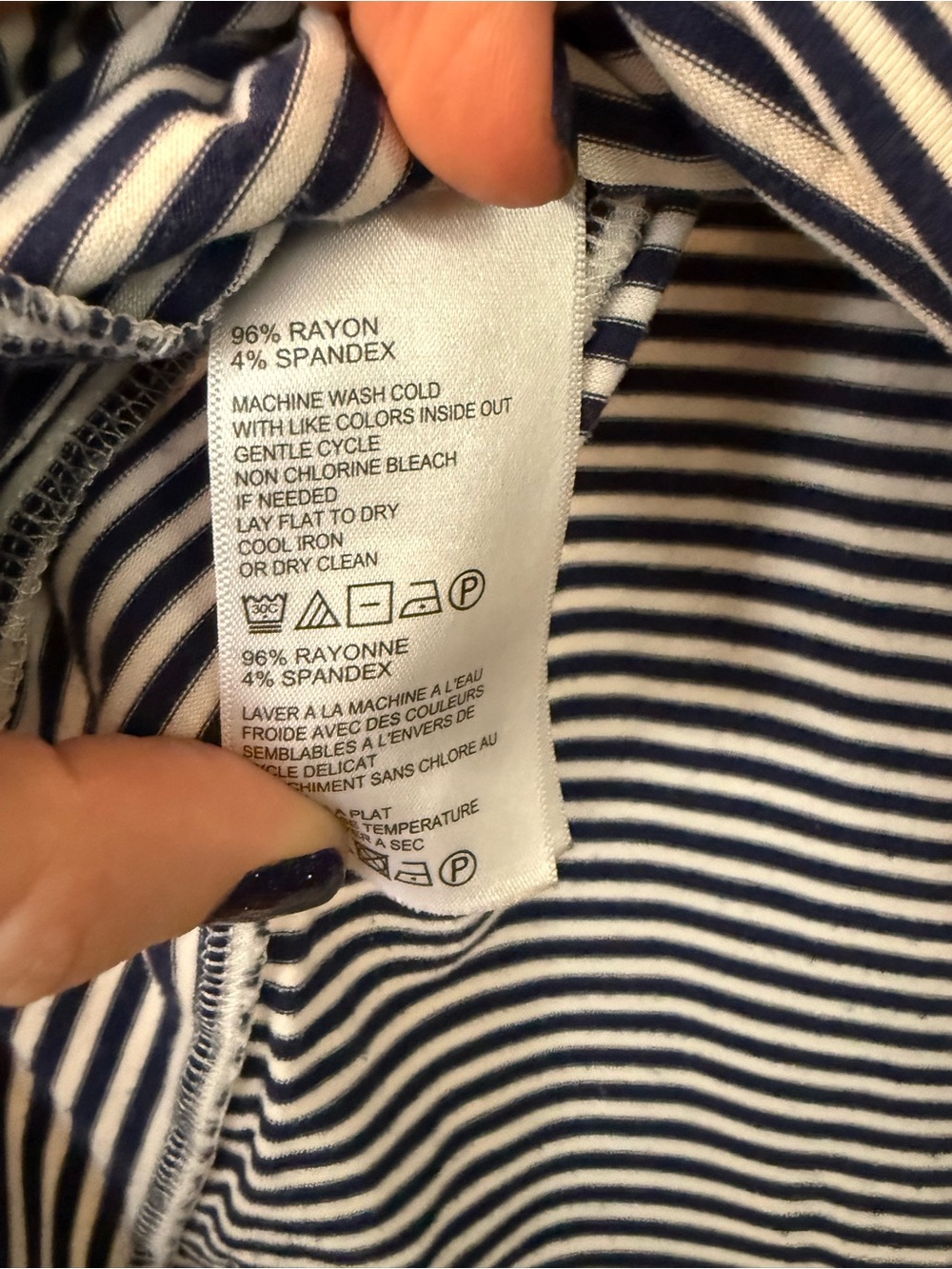 Tommy Bahama Navy and White Striped V-Neck Tee - Picture 6 of 6